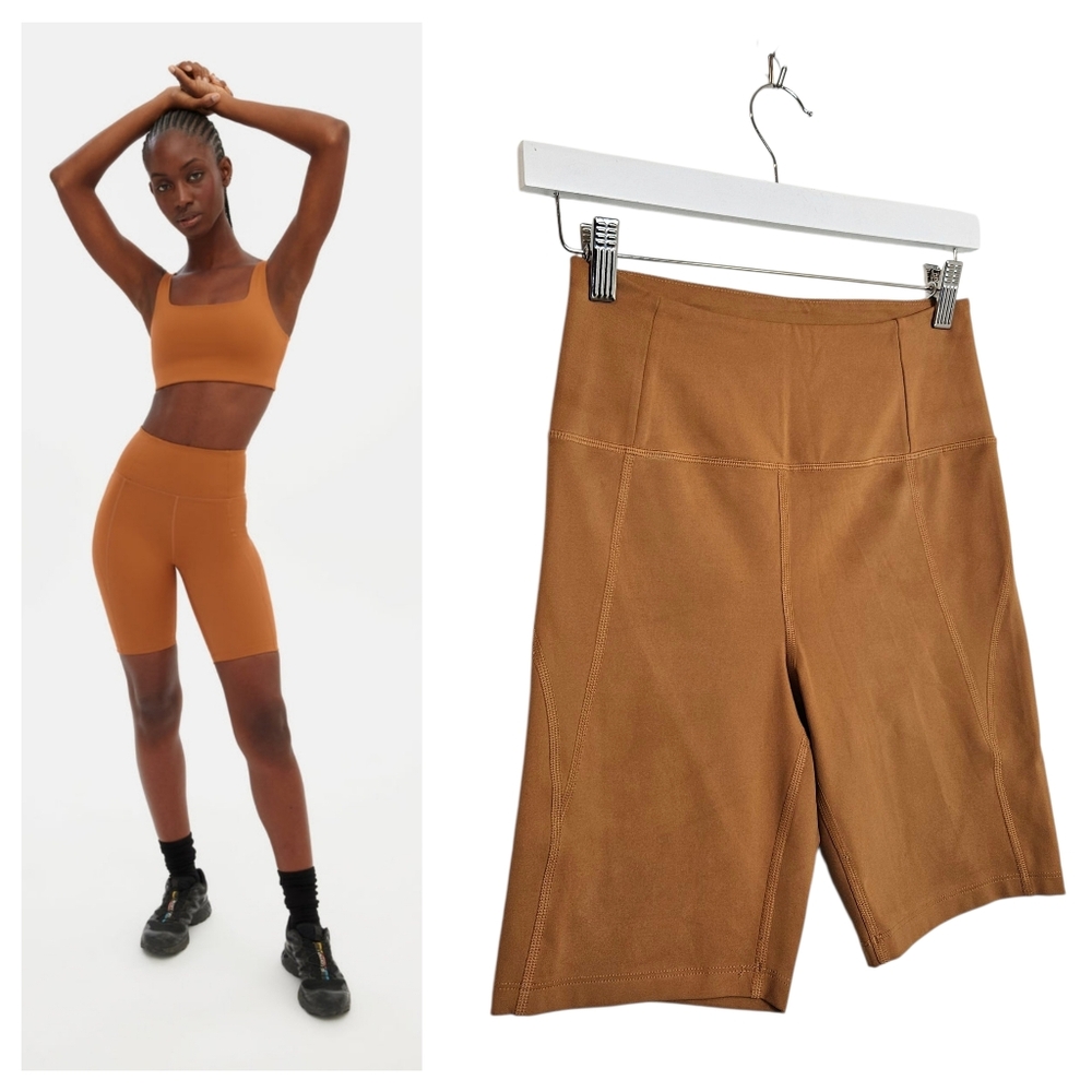 Girlfriend Collective High Rise Compressive Bike Shorts Caramel M Activewear